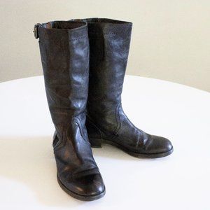 Jil Sander Mid-Calf Moto Boots Black Leather